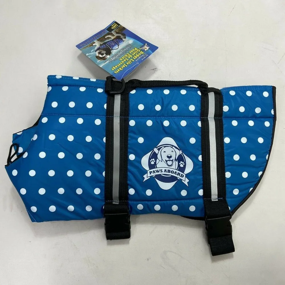 Paws Abroad Dog Blue Polka Dot Life Jacket Large